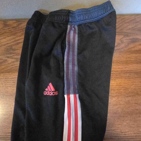 Adidas Kids Black Track Pants with Red and Blue Stripes - Picture 7 of 11